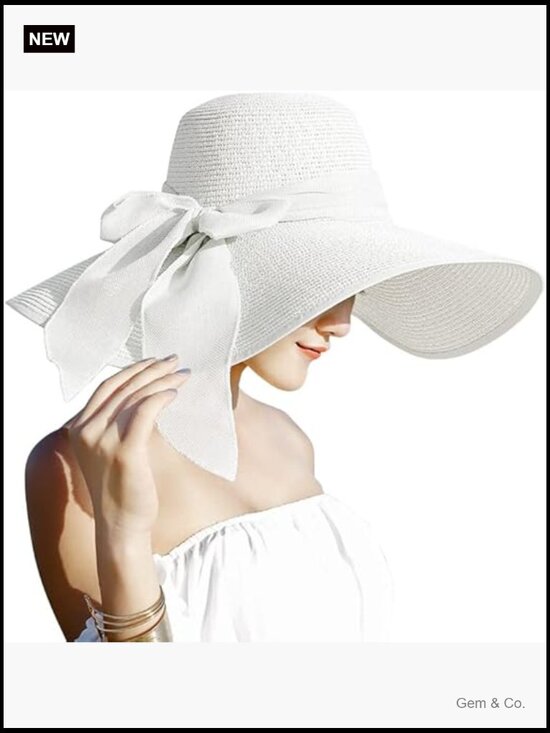 Large Floppy Sun Hat UPF 50+ Straw Beach Cap Adjustable Foldable Wide Brim main image 7